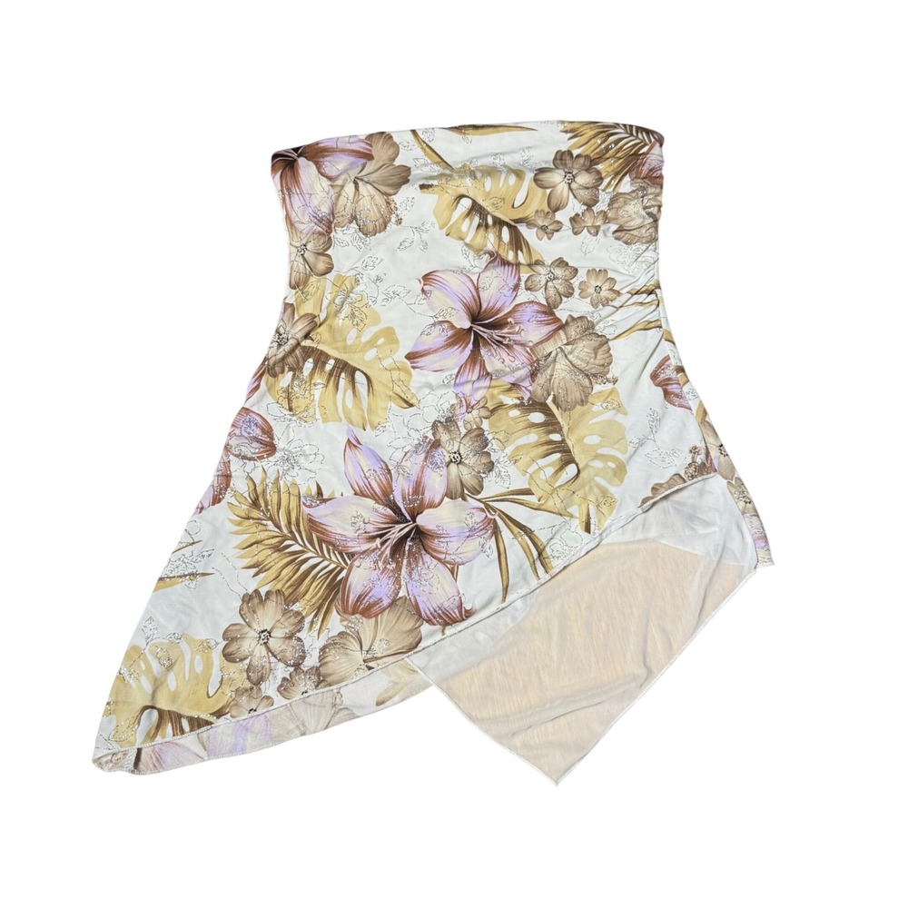 La Khaki Tropical Floral Glitter Tube Top